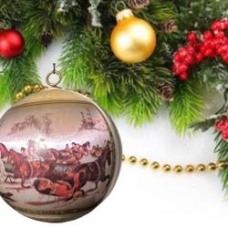 Currier & Ives 1977 Decorative Christmas Ornament “The Old Grist Mill,” 3”  SHIPPING IS INCLUDED   PLEASE NOTE: The first image is an artistic represe