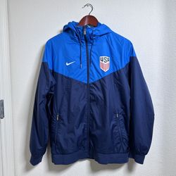 Nike Windrunner Windbreaker Hoodie Jacket Soccer Futbol Men’s Medium Blue USA America