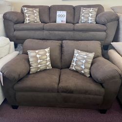 🇺🇸HUGE Blowout Furniture Sale!🇺🇸 Brand New Dark Brown Sofa Loveseat Livingroom Set! $50 Down Takes It Home Today! 