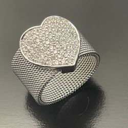 size 10 sterling silver 925 big heart ring 