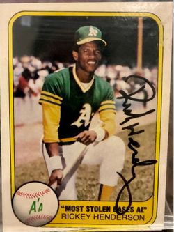 Rickey  Autographed Baseball and Card
