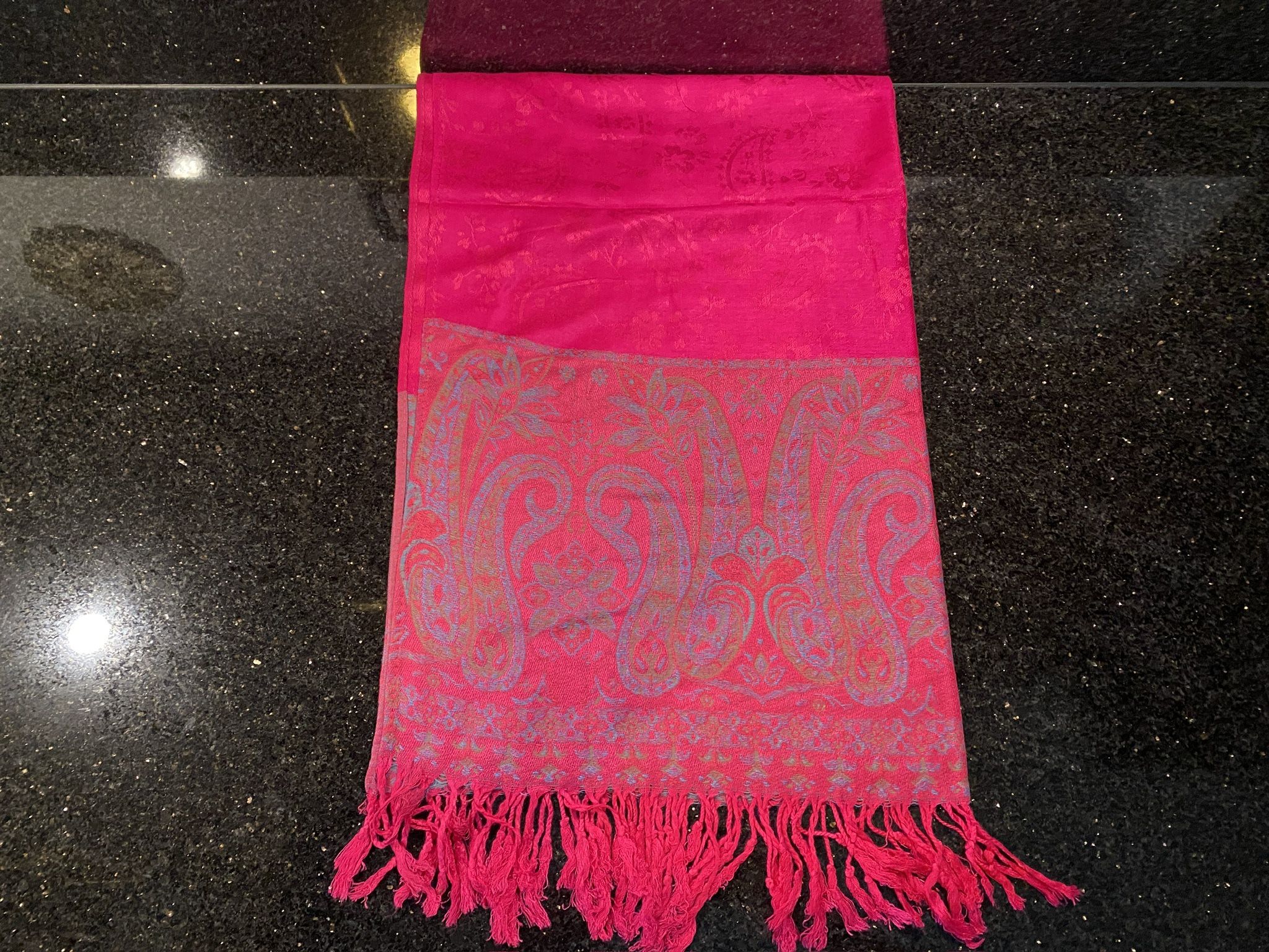 100% Cashmere Scarf 26x68” Long Shawl Wrap Floral