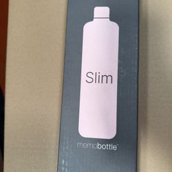 Slim memobottle - Stainless Steel - 20oz / 600ml - Slim & flat water bottle designed to fit in your bag - Pink Salt 