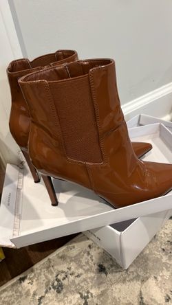 INC patent leather booty stiletto booty INC patent leather stiletto booty