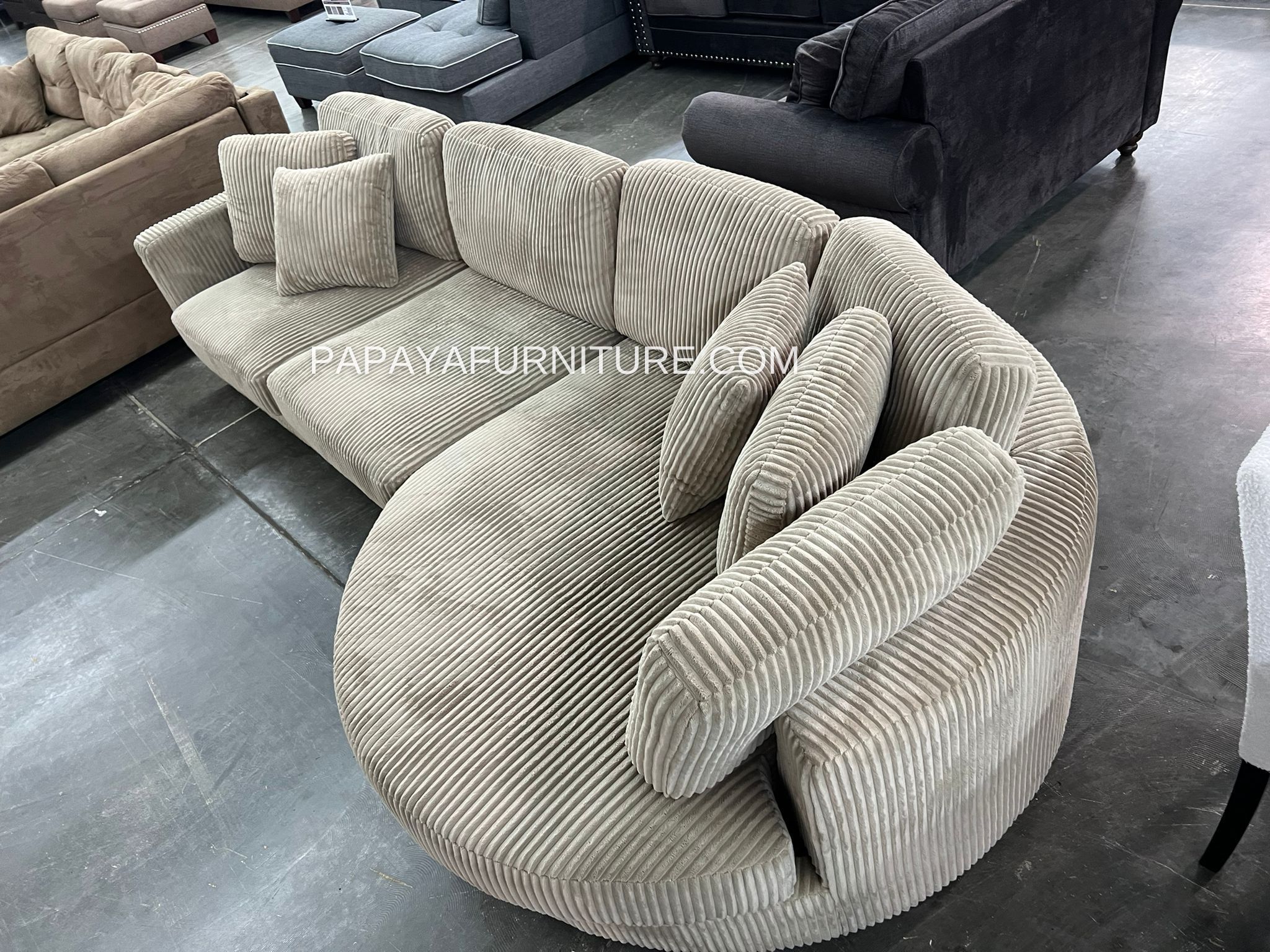 New! 125”L Ultra wide seat cushions Plush Sectional, Modern Sectional, Contemporary Sectional, Camel Sectional, Sofa, Couch, Round Shape Sectional Cha