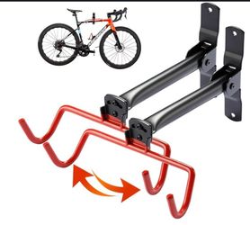 Red and black wall mounted bike racks, pack of two