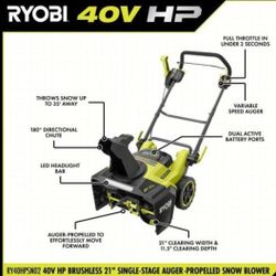 Brand New Ryobi 40V HP Brushless 21 in Snow Blower