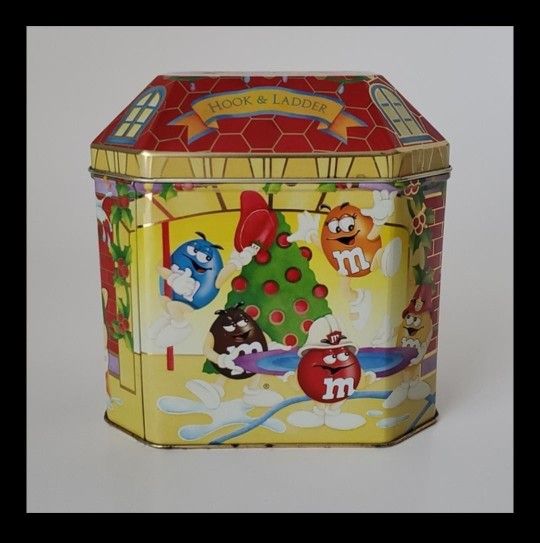 Vintage M&M Fire House #6 Christmas Village Series Limited Edition Red Canister