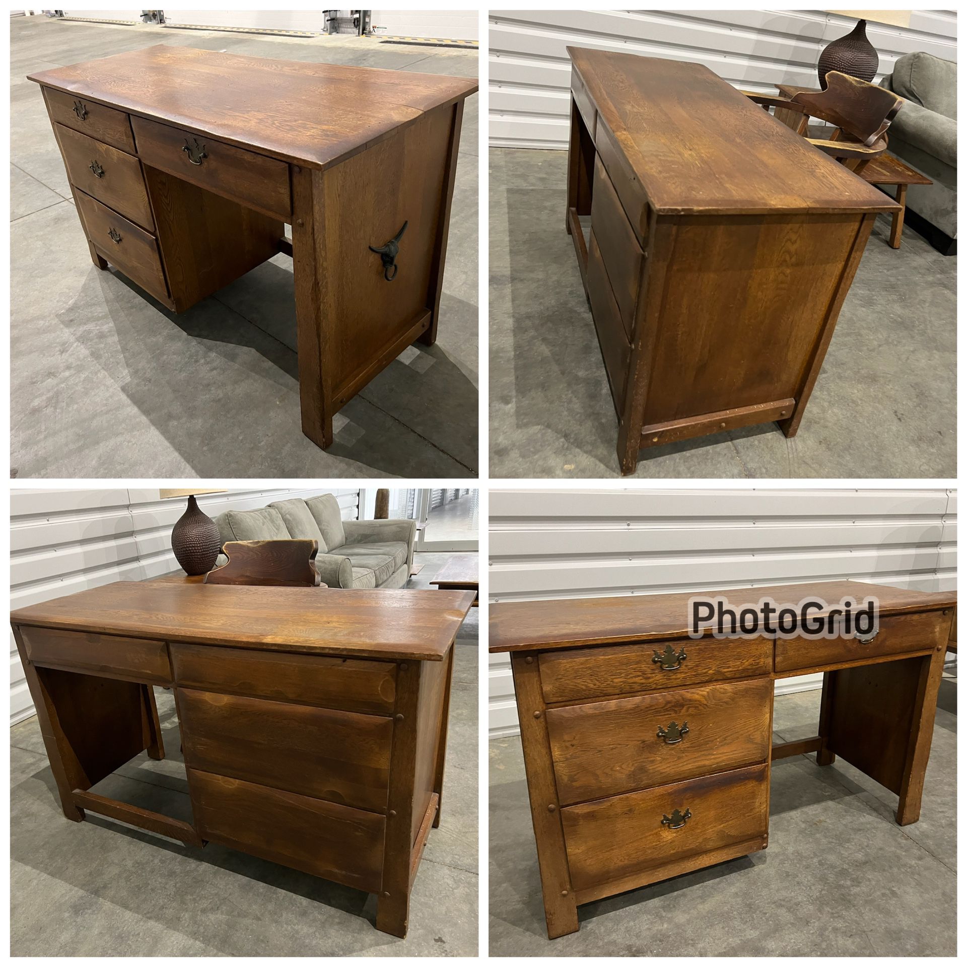 Antique Wood Desk & Chair