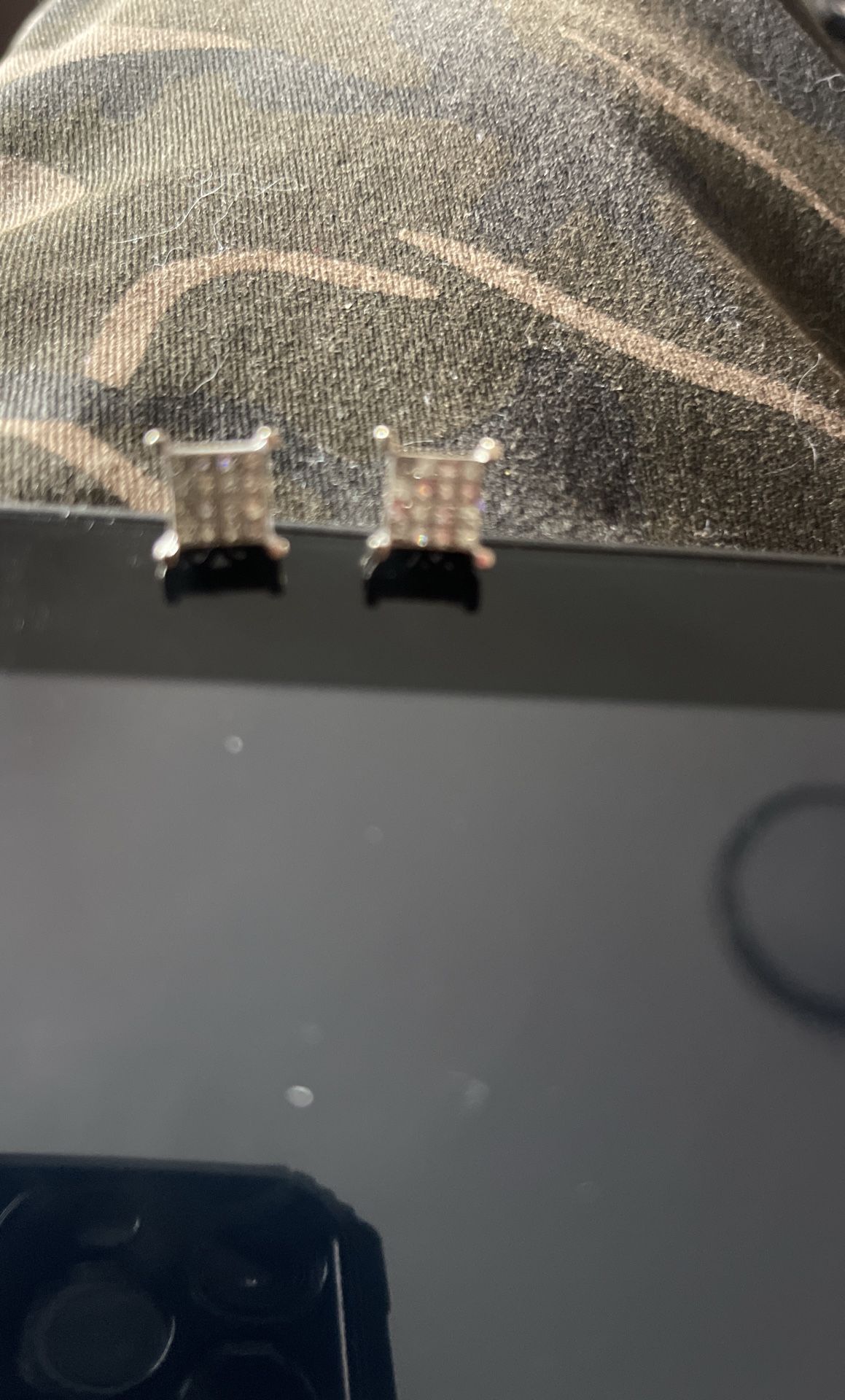 White Gold Diamond Earrings Screwback