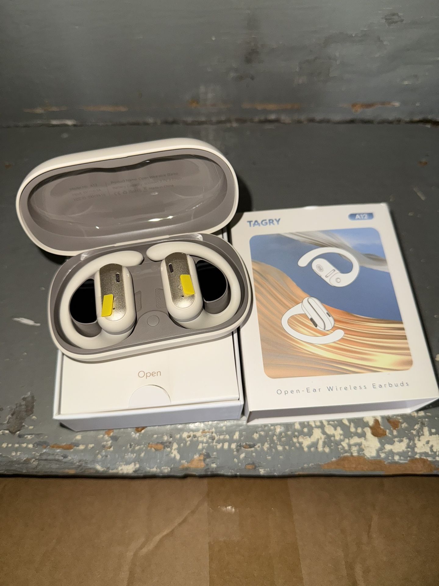 TAGRY Open Ear Headphones Wireless Earbuds 40HRS Playtime Fast Charging Headphone Digital Display Earphones with Ergonomic Earhook IPX7 Waterproof Ear