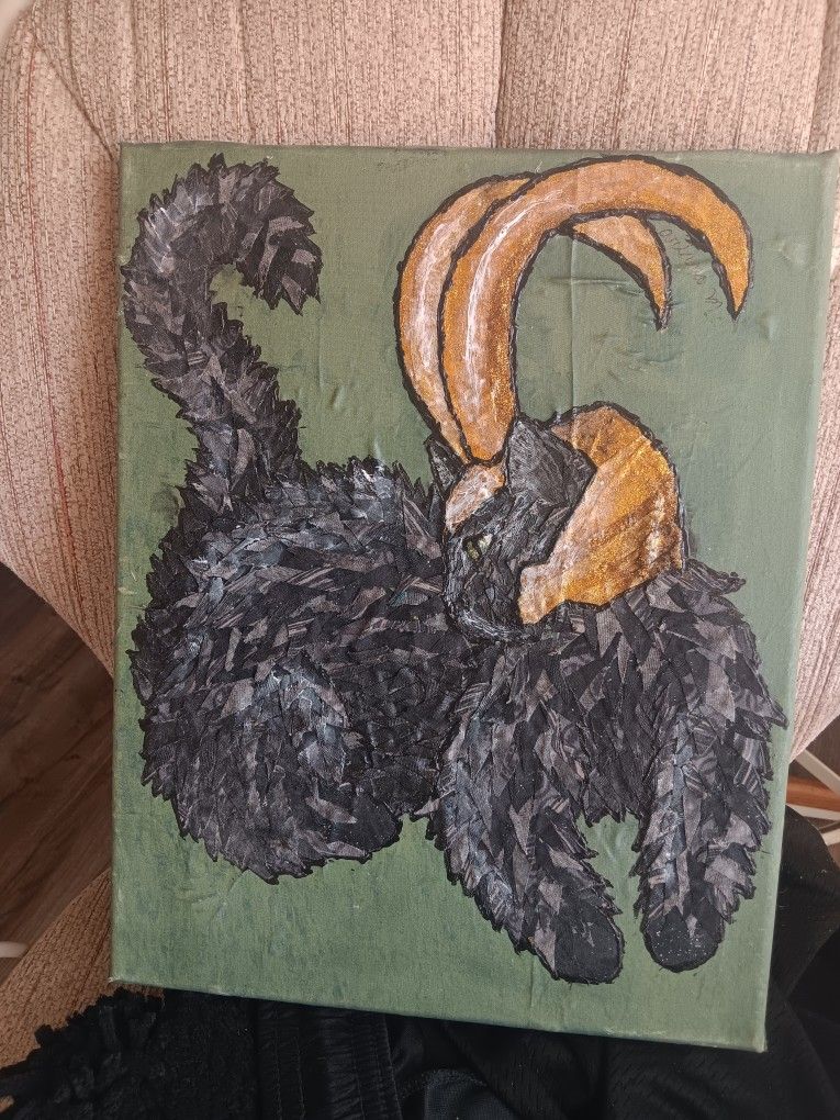 Loki Cat Fabric Art