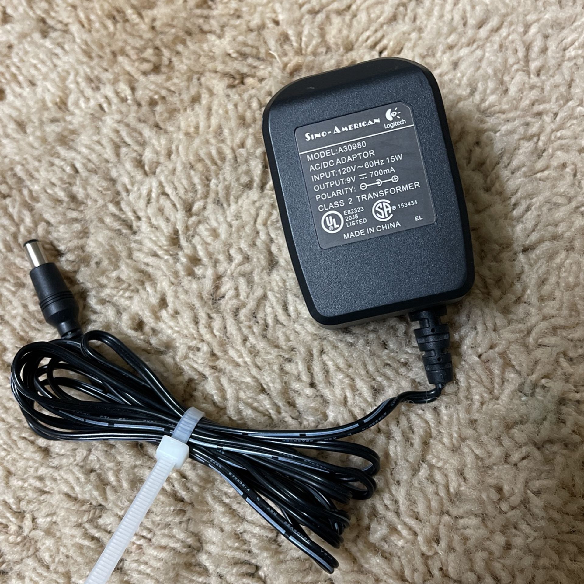 Sino American Logitech AC Adapter Model A30980 AC/DC Adaptor 9V 700mA