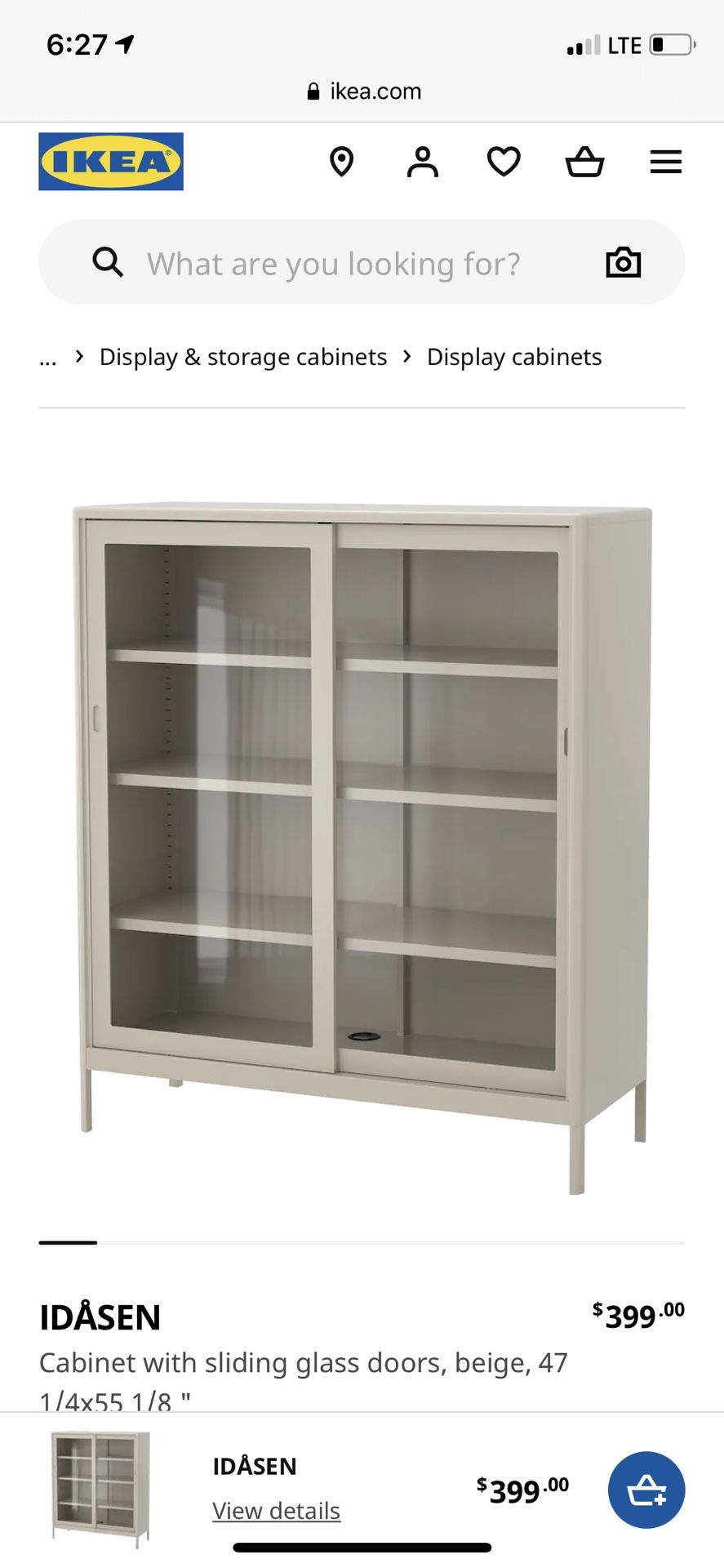 IKEA Idasen Glass Front Cabinet 