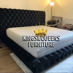 New King Bed Frame With Mattress 