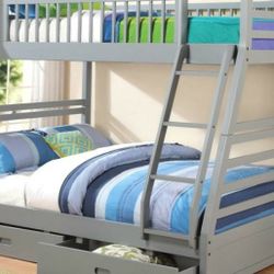 Bunk bed Twin Full with Storage drawers Free Mattress NAVY OR GRAY