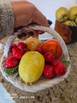 Ceramic Fruit Basket Figurine