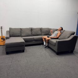 Compact & Comfy Sectional Couch (Dark Charcoal Gray)