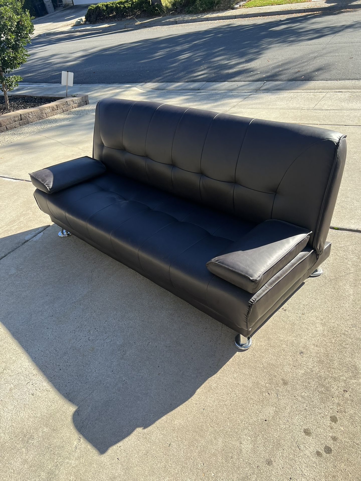 Black Leather Futon (1 SOLD)