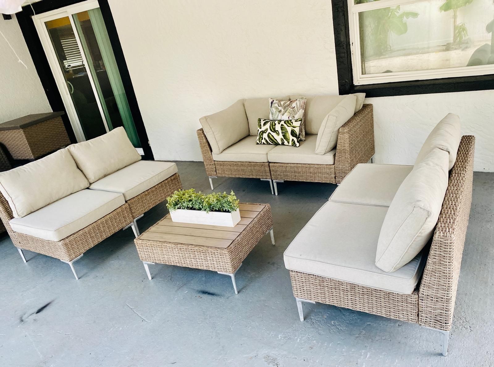 OUTDOOR PATIO FURNITURE WICKER CHAIRS SET