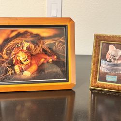 2 Framed Disney Character Photos (Lion King and Dumbo