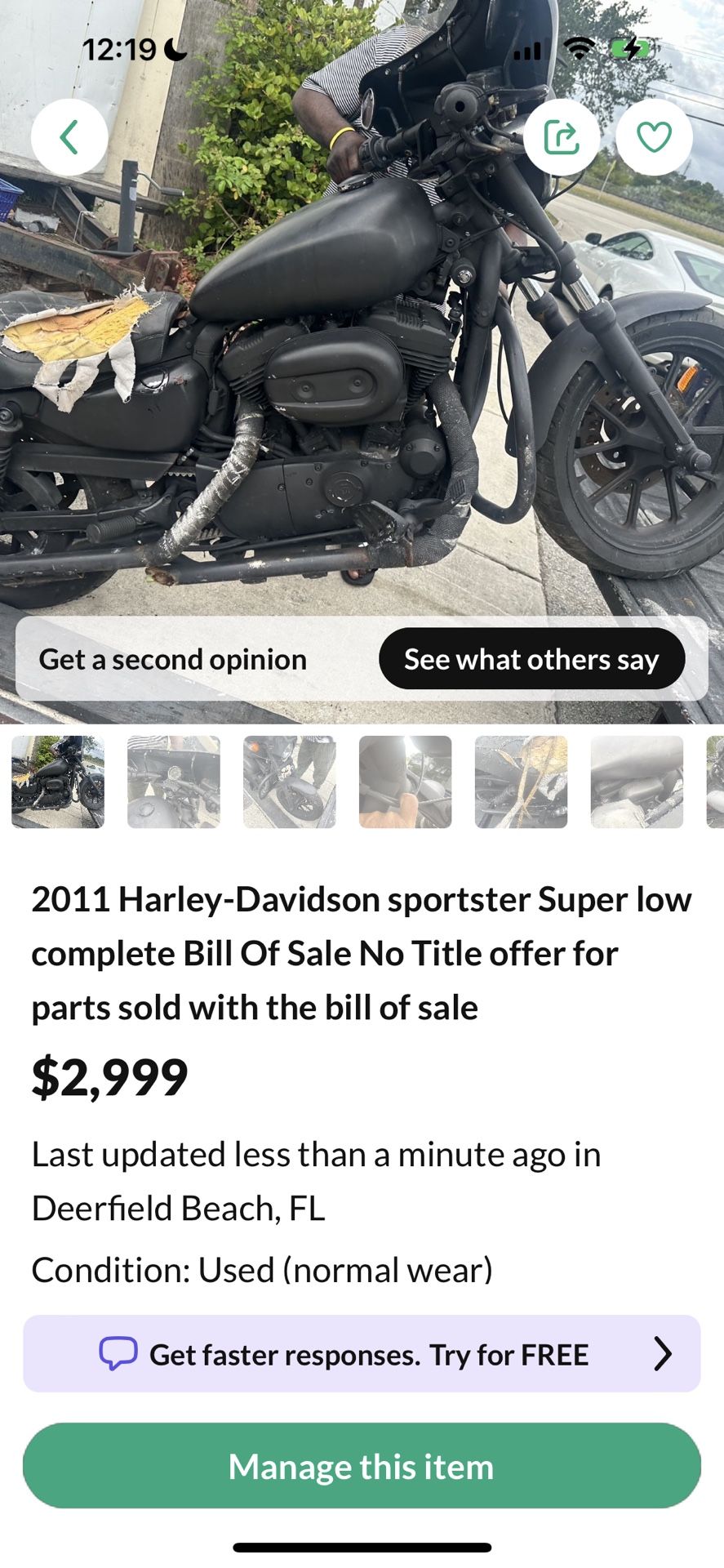 2011 Harley Davidson Super Low Motor 19,000 Miles