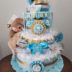 Ready BLUE Diaper Cake For Pick Up