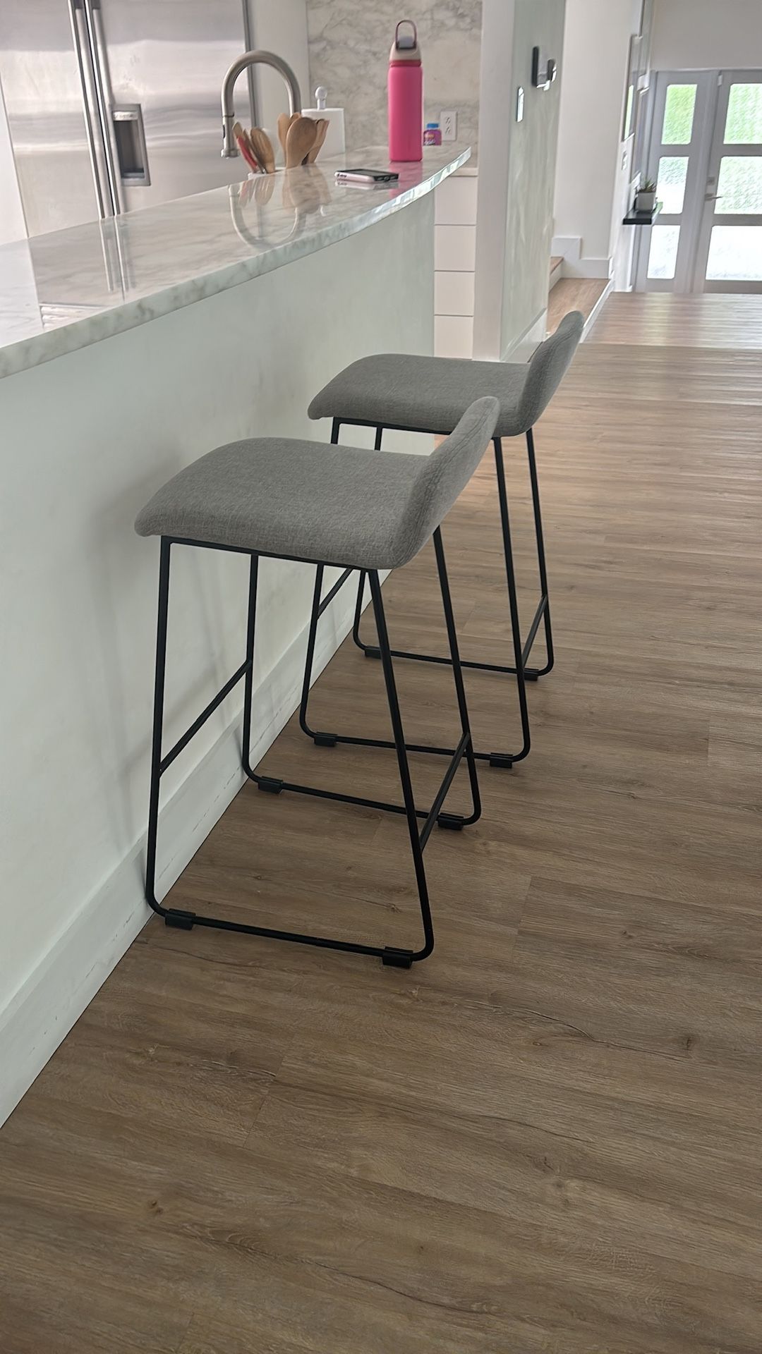 Set of 2 Crate And Barrel Modern Bar Stools