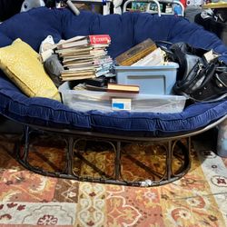 Cost Plus /costco DOUBLE PAPASAN CUSHION & METAL FRAME /rattan 