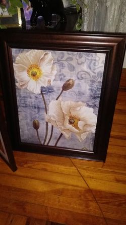 Floral framed canvas painting