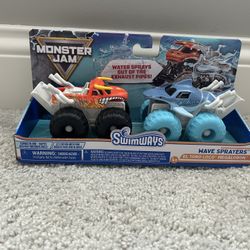 SwimWays Monster Jam Wave Sprayers || El Toro Loco and Megaladon || NEW