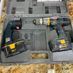 18V Ryobi Hammerdrill & Flashlight With 2 Batteries & Case
