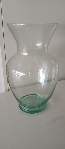 Glas Vase with green hue and flared top