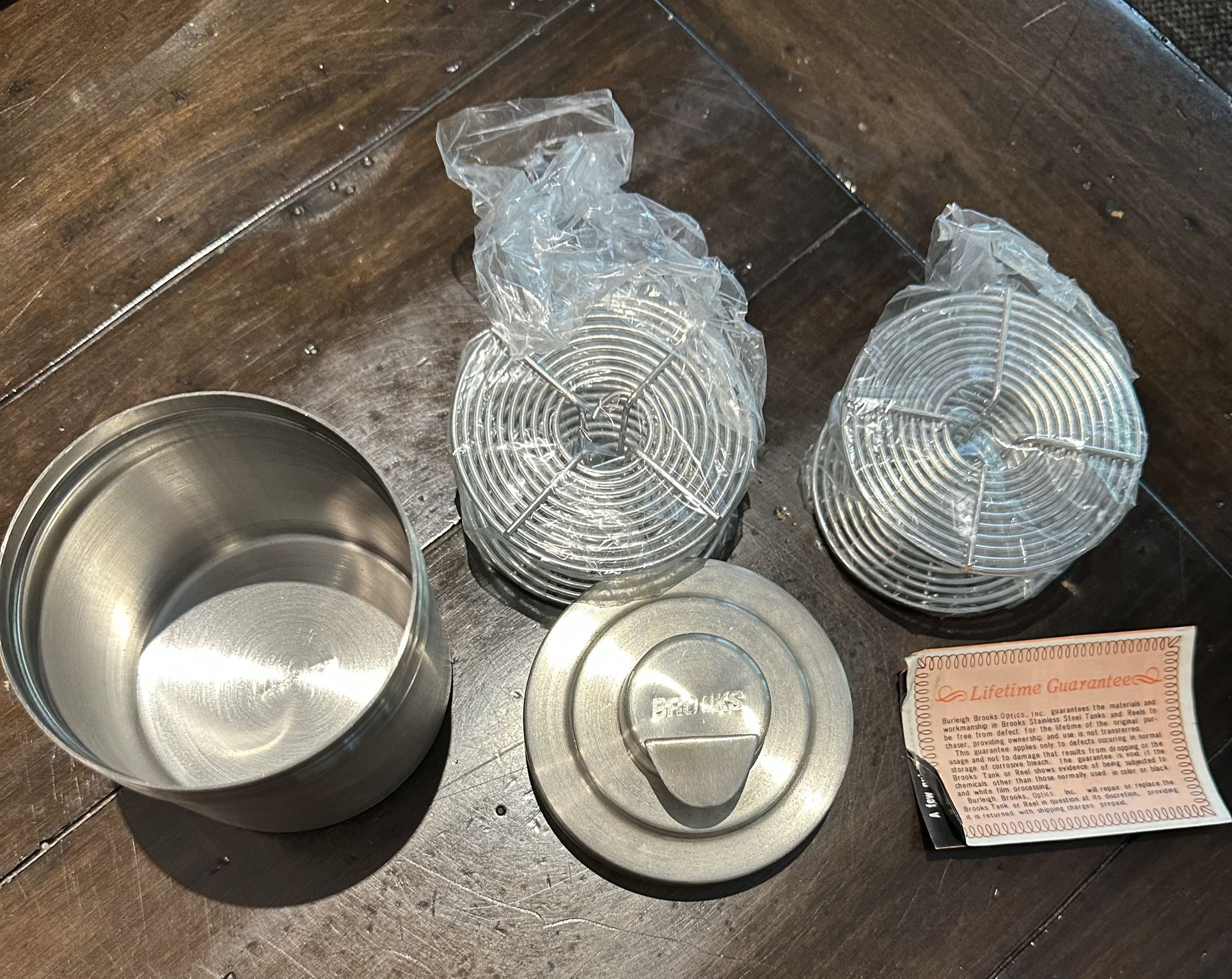 Vintage Stainless Steel Brooks Film Developing Tank w/ 2 Reels 35mm