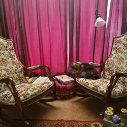 Floral VICTORIAN COUCH AND 2 ROCKERS