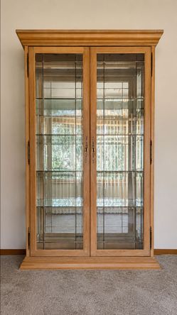 Lighted Oak Curio/Display Cabinet