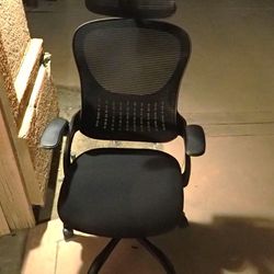 Office Computer Desk Chair Flip Up Arms High-Back with Head Rest 