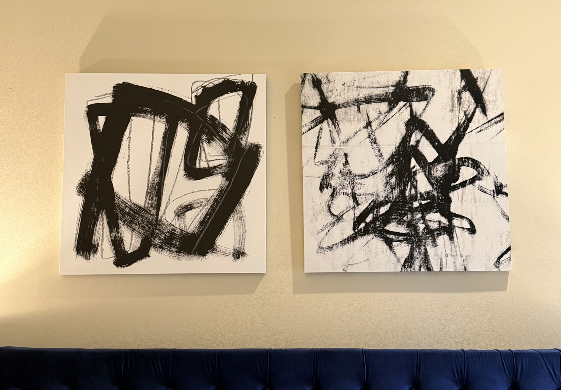 Great Big Canvas – Set of 2 Abstract Black & White Art 32x30 Modern Wall Decor