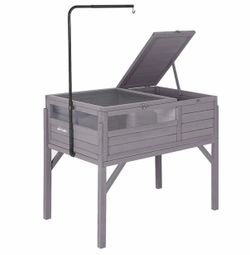 Air70-B Wooden Tortoise House AIR21 AIR70, Indoor Large Turtle Habitat - Turtle Habitat without Legs - Gray
