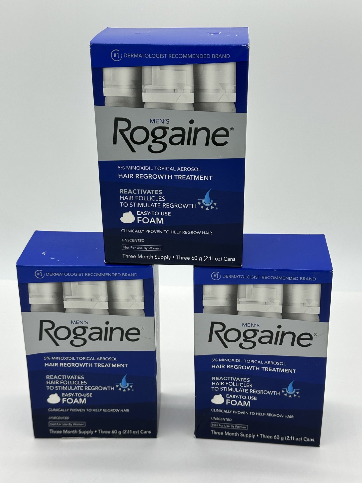 Rogaine For Men 5% Minoxidil 3 month Supply Sealed Qty (3) Per Box