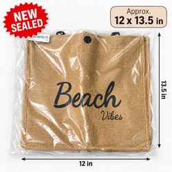 Beach Vibes Burlap Tote Bag