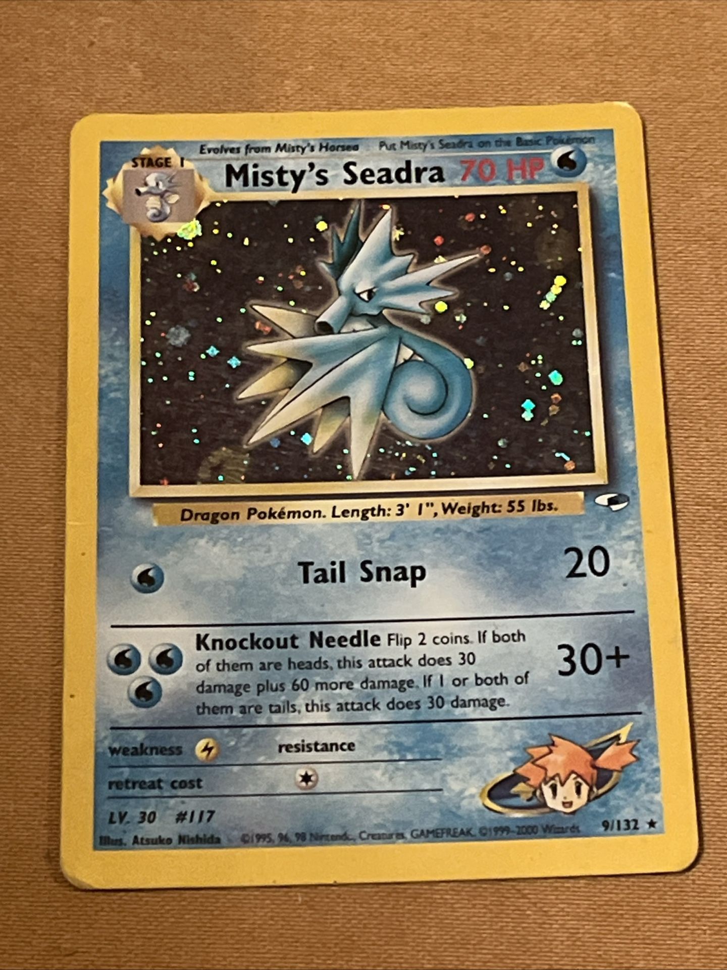 Holo Misty's Seadra 009/132 Gym Heroes Beautfiul Pokemon Card TCG WOTC MP