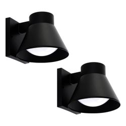UME 2 Pack LED Outdoor Wall Light Fixtures, Black Front Porch Lights Wall Mount Lighting, Exterior Waterproof Wall Lantern Light Fixture Anti-Rust Far