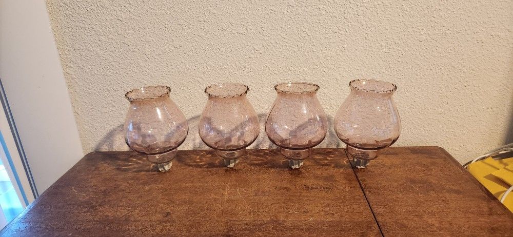 Vintage 4 Piece Set Homeco Home Interiors Celeste Pink Peg Votive Candle Holders