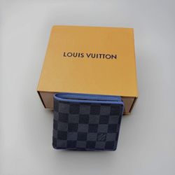 Louis Vuitton Slender Bifold Wallet Blue Damier Graphite