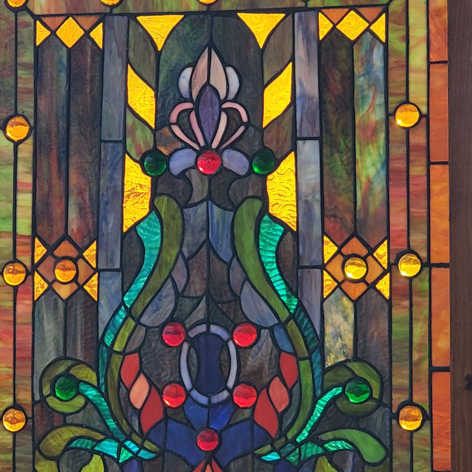 Tiffany style stained glass Window pane. 24x18 Picture.