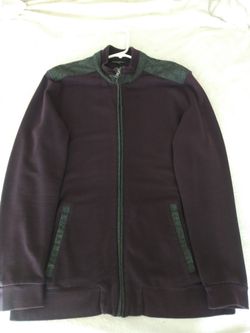 MEN'S (XL) **BANANA REPUBLIC** DRESS CASUAL ( PLUM ON GREY ) ZIP SWEATER