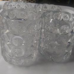 IKEA Flest Tealight Candle Holders Clear Glass Stars Snowflakes   set of 4