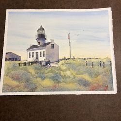San Diego Lighthouse Original Watercolor Painting 8x10