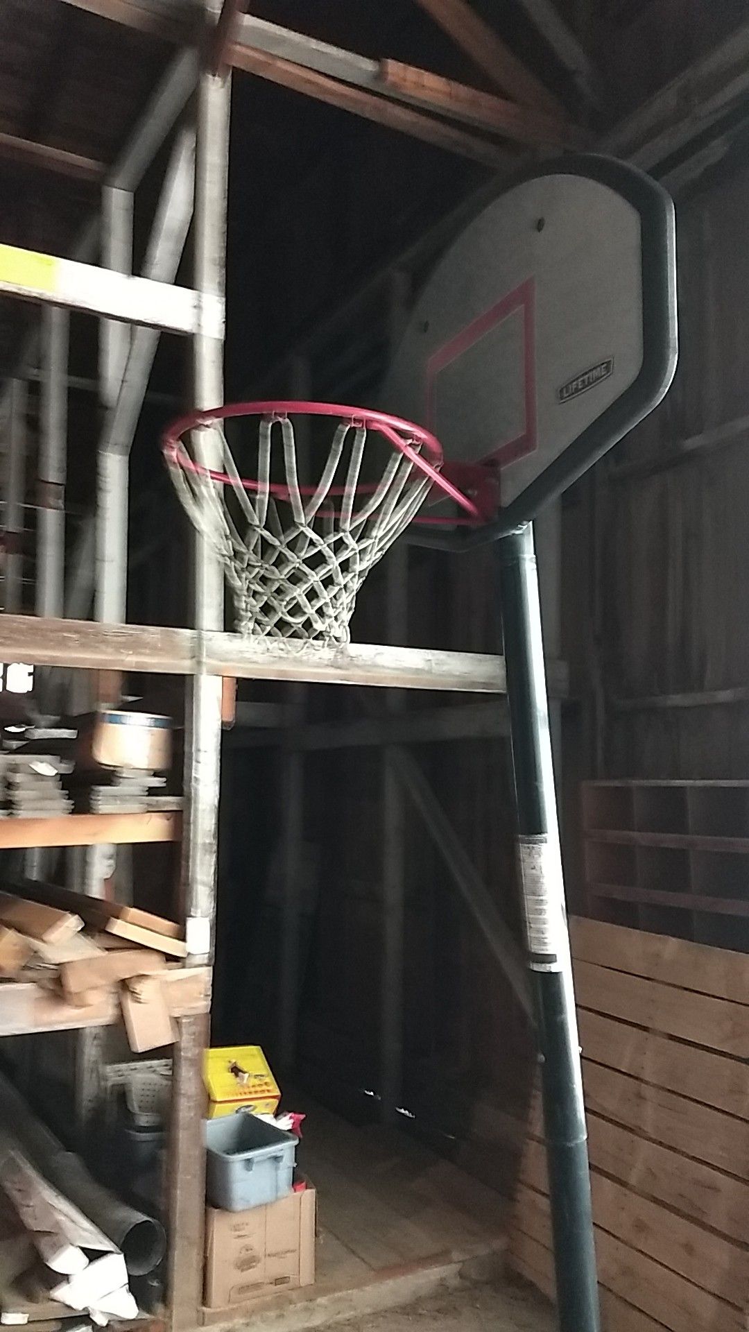 Basketball hoop and pole lifetime.